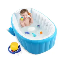 GENERICO - Bañera Inflable Plegable Portátil Para Bebés Con Bomba Aire Color Azul