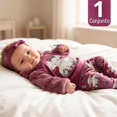 JUMP KIDS - Conjunto 2 Piezas Buzo Pantalón Y Polerón Con Capucha Algodón Sheep Purple Bebé Niña