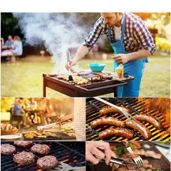 GENERICO - KIT MALETA PARRILLERO ACERO INOX 5 PIEZAS