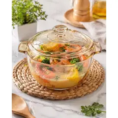 GENERICO - Olla De Vidrio 900ml Con Tapa Resistente Al Calor Cocina Sal