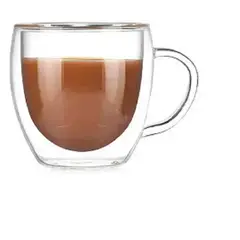 GENERICO - Tazas de vidrio transparente de café doble pared 250 ml 10 cm* 8 cm