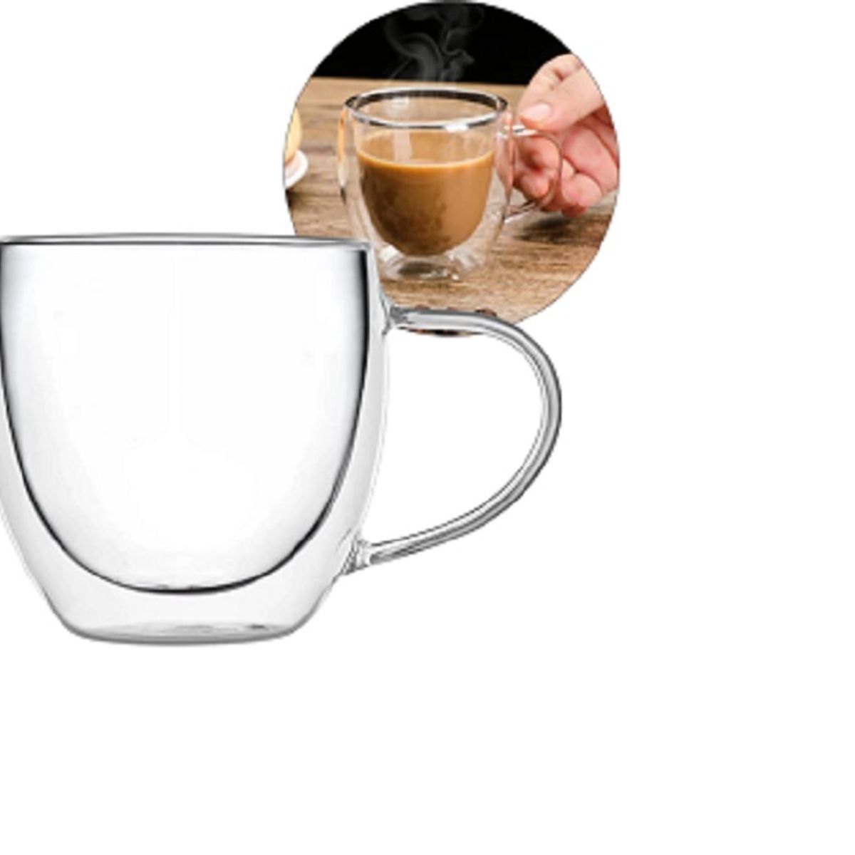 GENERICO - Tazas de vidrio transparente  de café  doble pared 250 ml 10 cm* 8 cm