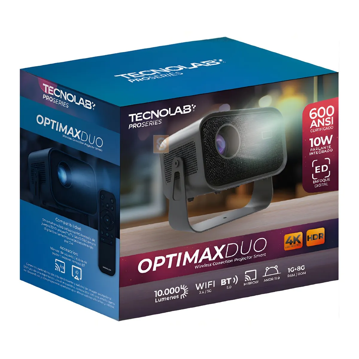 Proyector Android 11 4K WiFi BT 600 ANSI 300 Pulgadas - SC, marca TECNOLAB - Foto 2