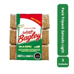 ARCOR - Pack 5 tripack Galletas Salvado Bagley 600 Gr