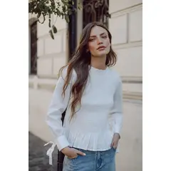 RUPHA - Blusa de Lino y Algodón Blanca Juliette