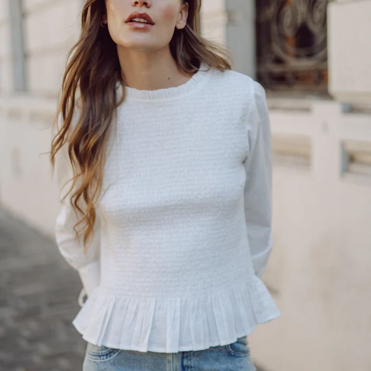 RUPHA - Blusa de Lino y Algodón Blanca Juliette Rupha