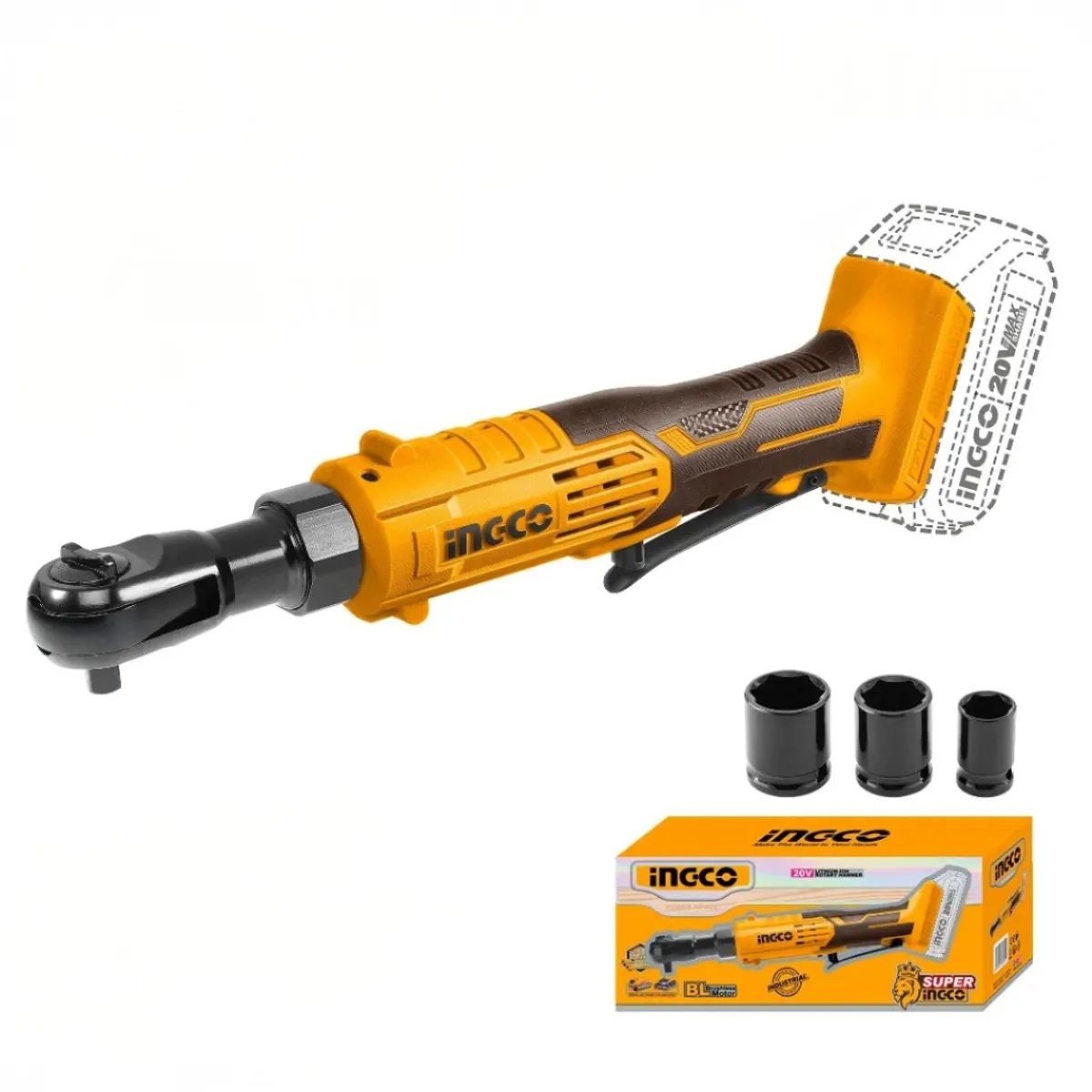 INGCO - Llave Chicharra Inalambrica 38 20V65Nm Ingco Cdrli2060151