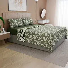 DORAL - SABANAS POLAR ESTAMPADAS COMPOSE DELUXE HOJAS VERDE BLANCO 2 PLAZAS