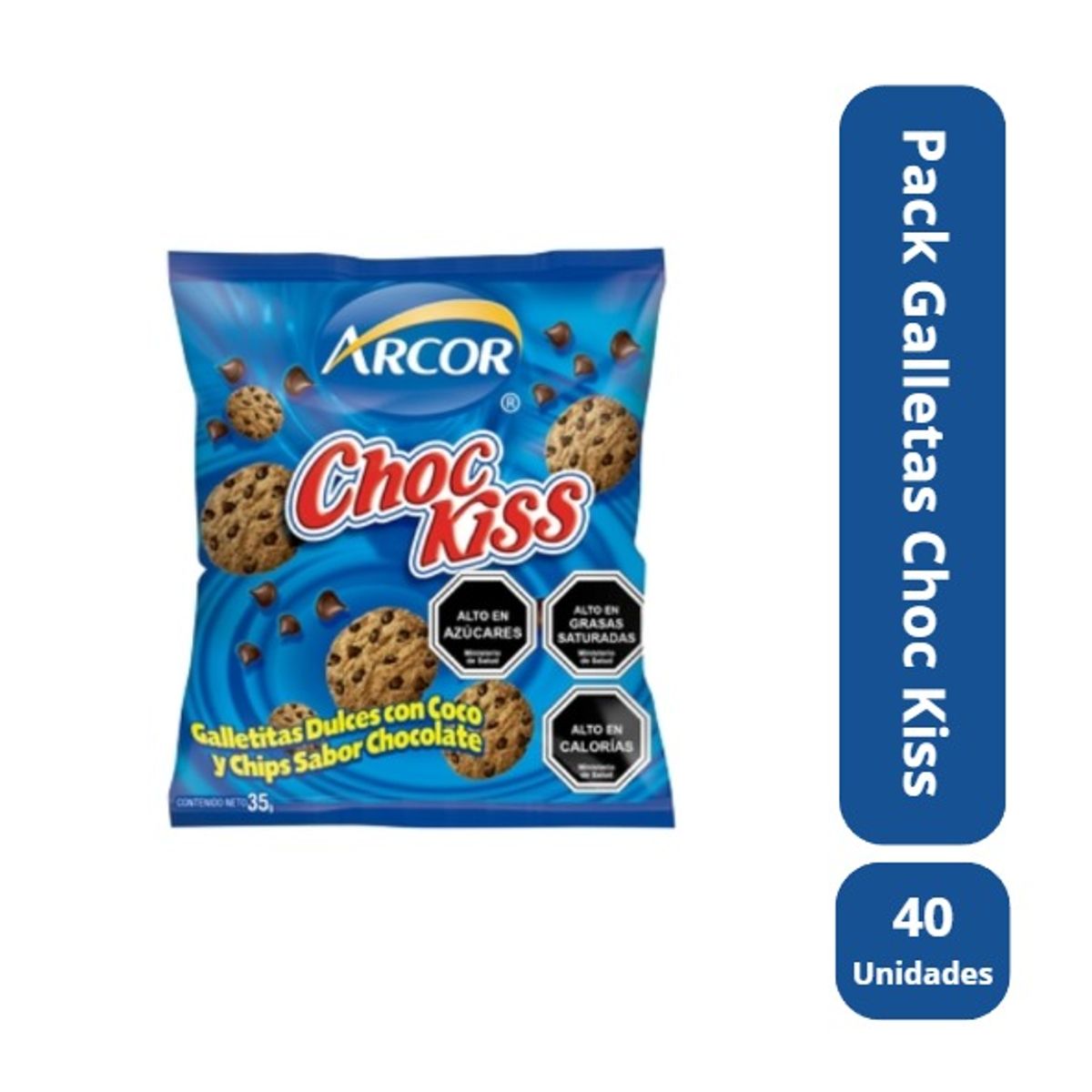 ARCOR - Pack 40 unidades Galletas Colación Chockiss 35gr C/u