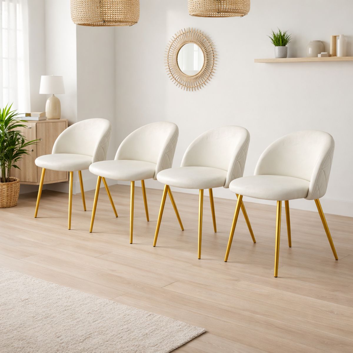 GENERICO - Pack 4 Sillas Tokio Felpa Beige