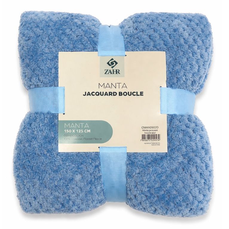 MANTA JACQUARD BOUCLE AZUL Azul