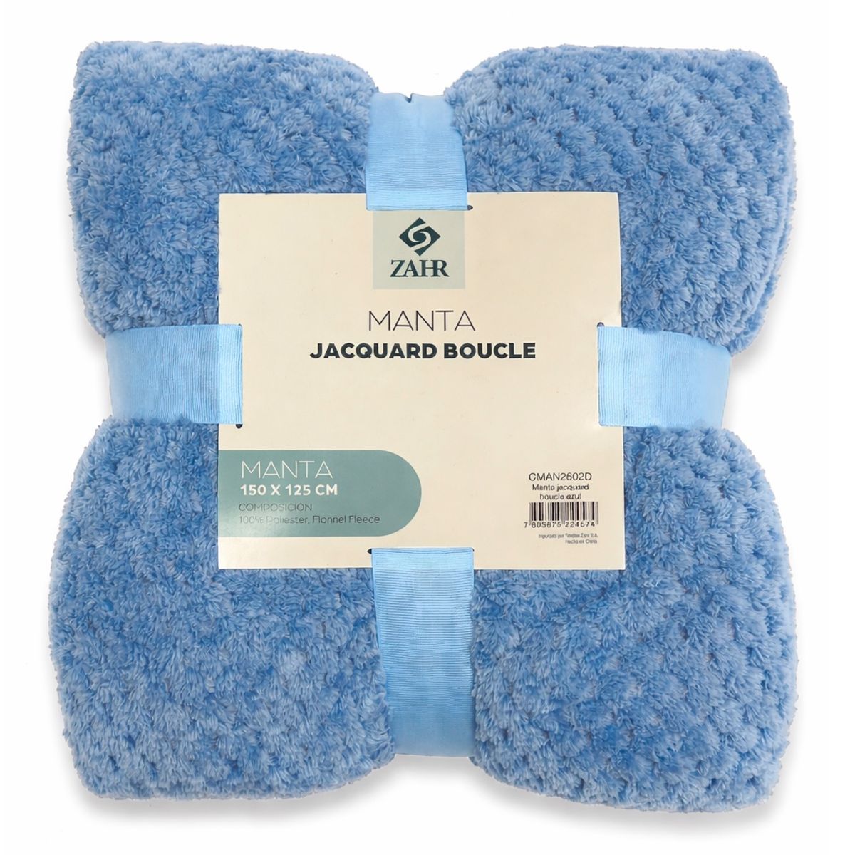 ZAHR - MANTA JACQUARD BOUCLE AZUL