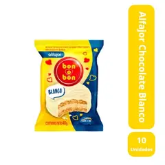 ARCOR - Pack de 10 Alfajor Bon o Bon Blanco 40 grs