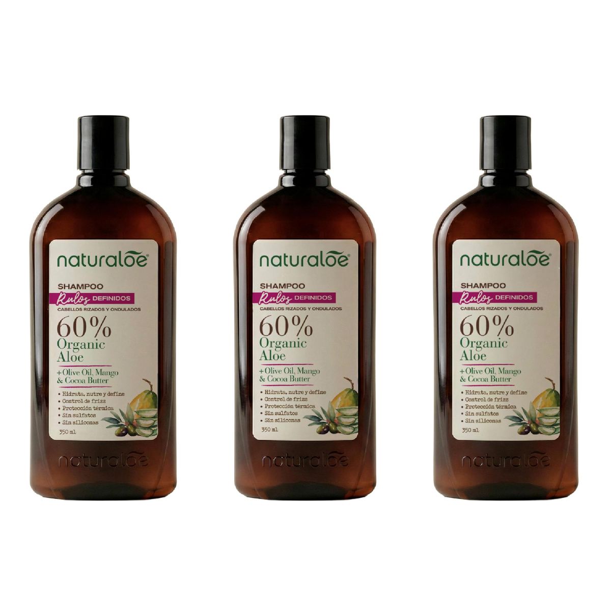NATURALOE - Set 3 Shampoo Rulos Definidos Naturaloe