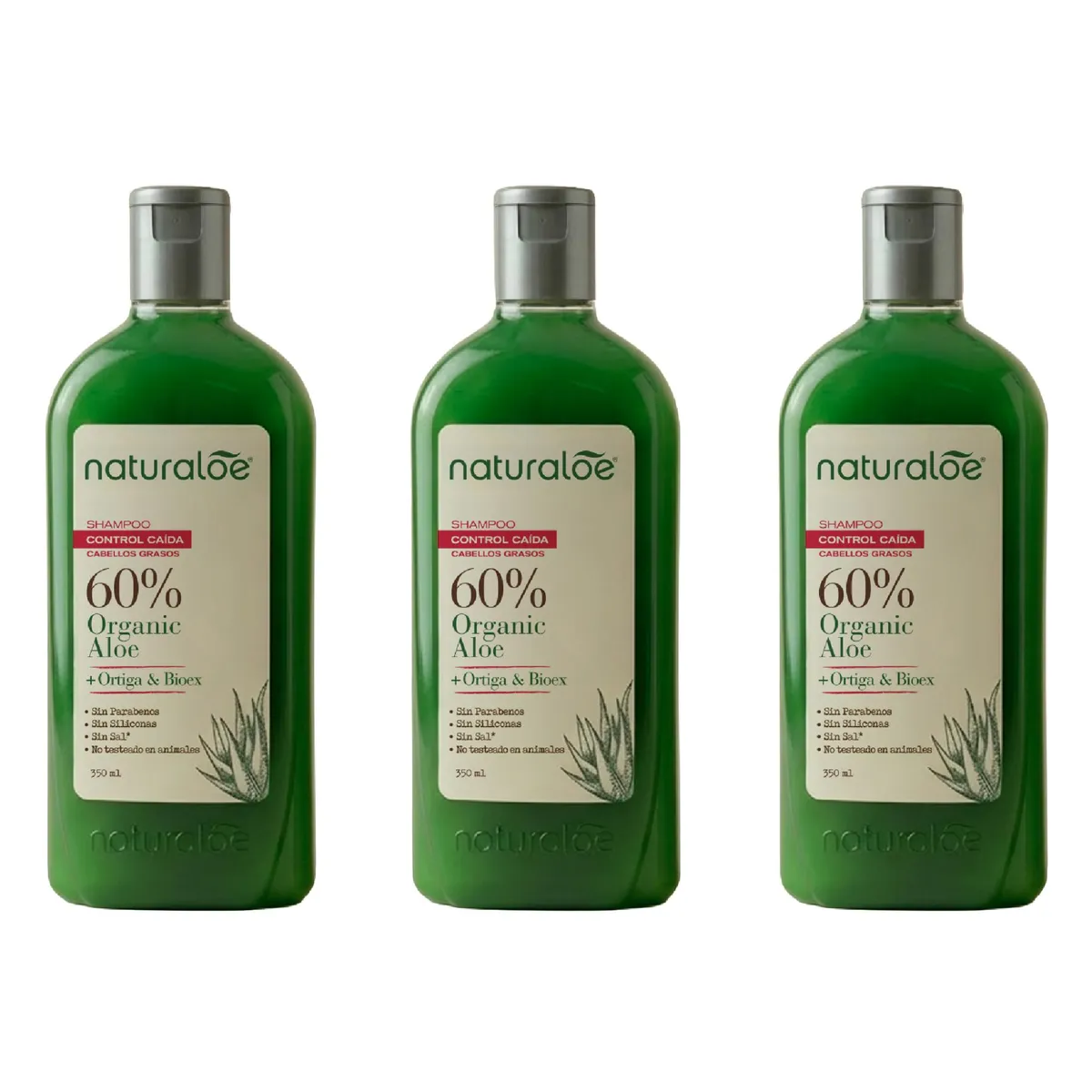 NATURALOE - Set 3 Shampoo Linea Control Caida Graso Naturaloe