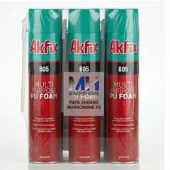 AKFIX - Pack 3 Espuma Poliuretano 805 750ml Manual Multiuso