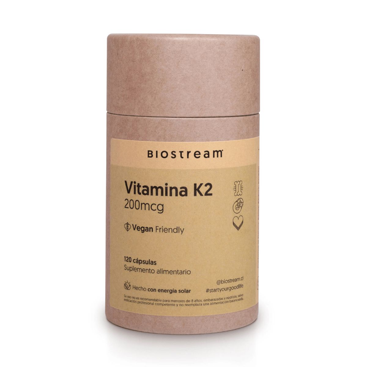 GENERICO - Vitamina K2 200mcg 120c Vegano Huesos & circulacion Biostream Sin Sabor