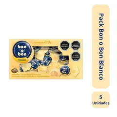 ARCOR - Pack 5 Caja Bombón Leche 15 Unidades Bon O Bon Blanco 210gr