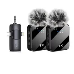 GENERICO - Micrófono Inalámbrico 3 En 1 Mini Para Iphone/Android/Camara 2 Pzs