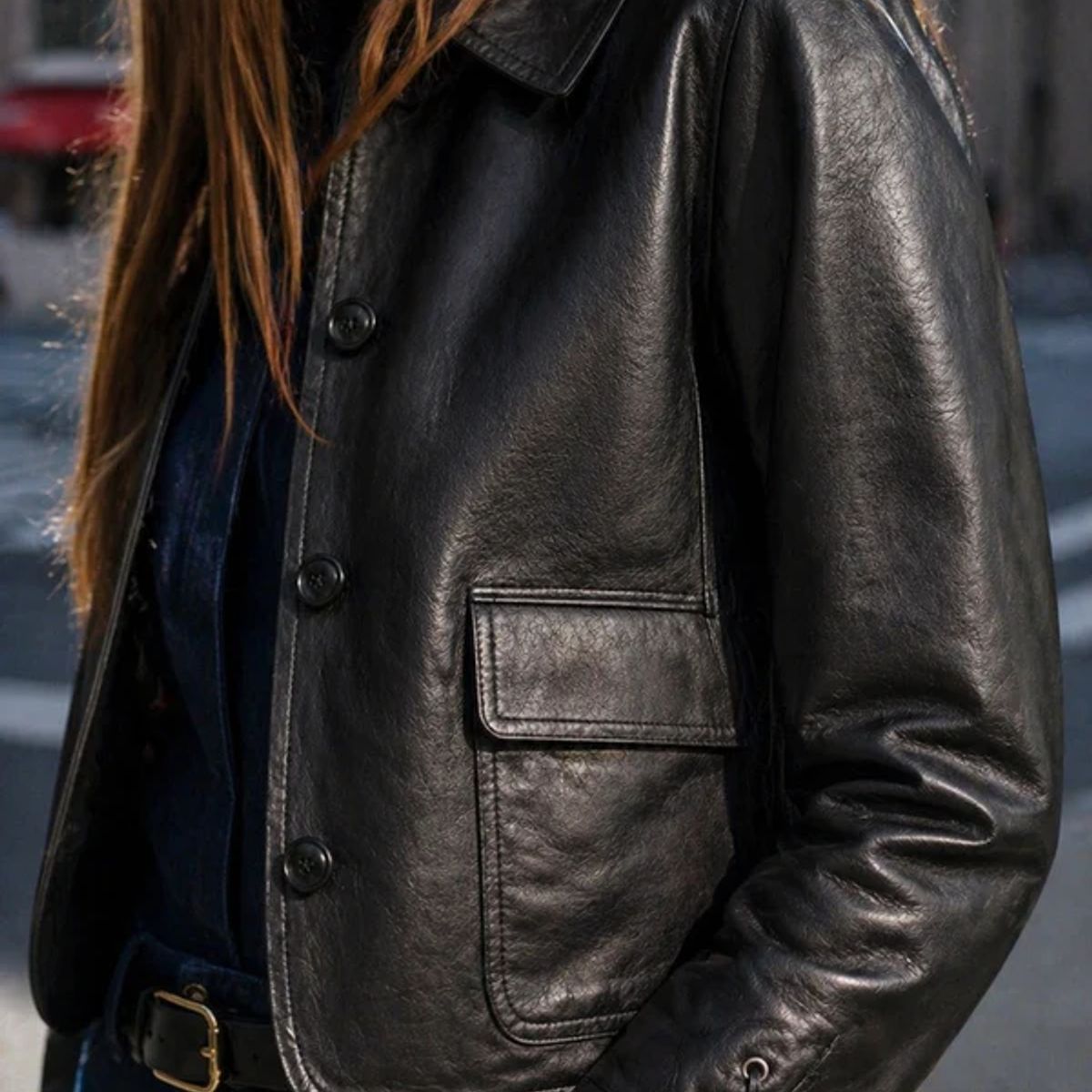 RUPHA - Chaqueta de Cuero Negro Vega Rupha