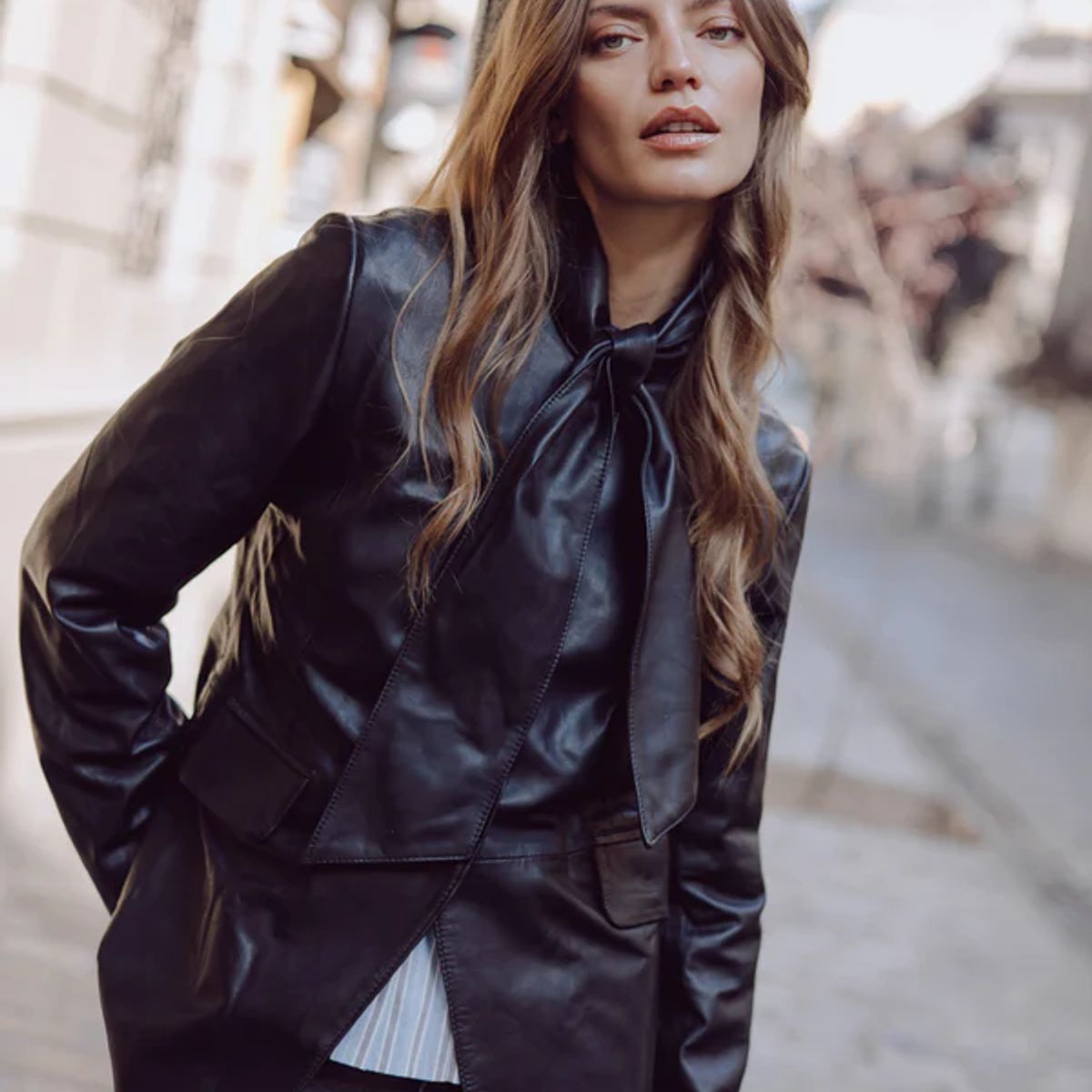 RUPHA - Chaqueta de Cuero Negro Mathilde Rupha