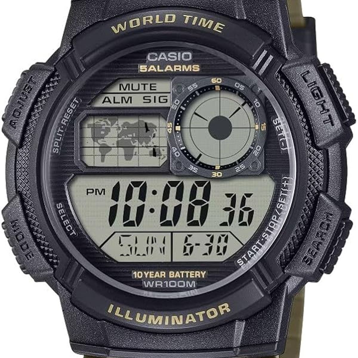 CASIO - RELOJ CASIO AE1000W-5AV HOMBRE DEPORTIVO WORLD TIME WR100M