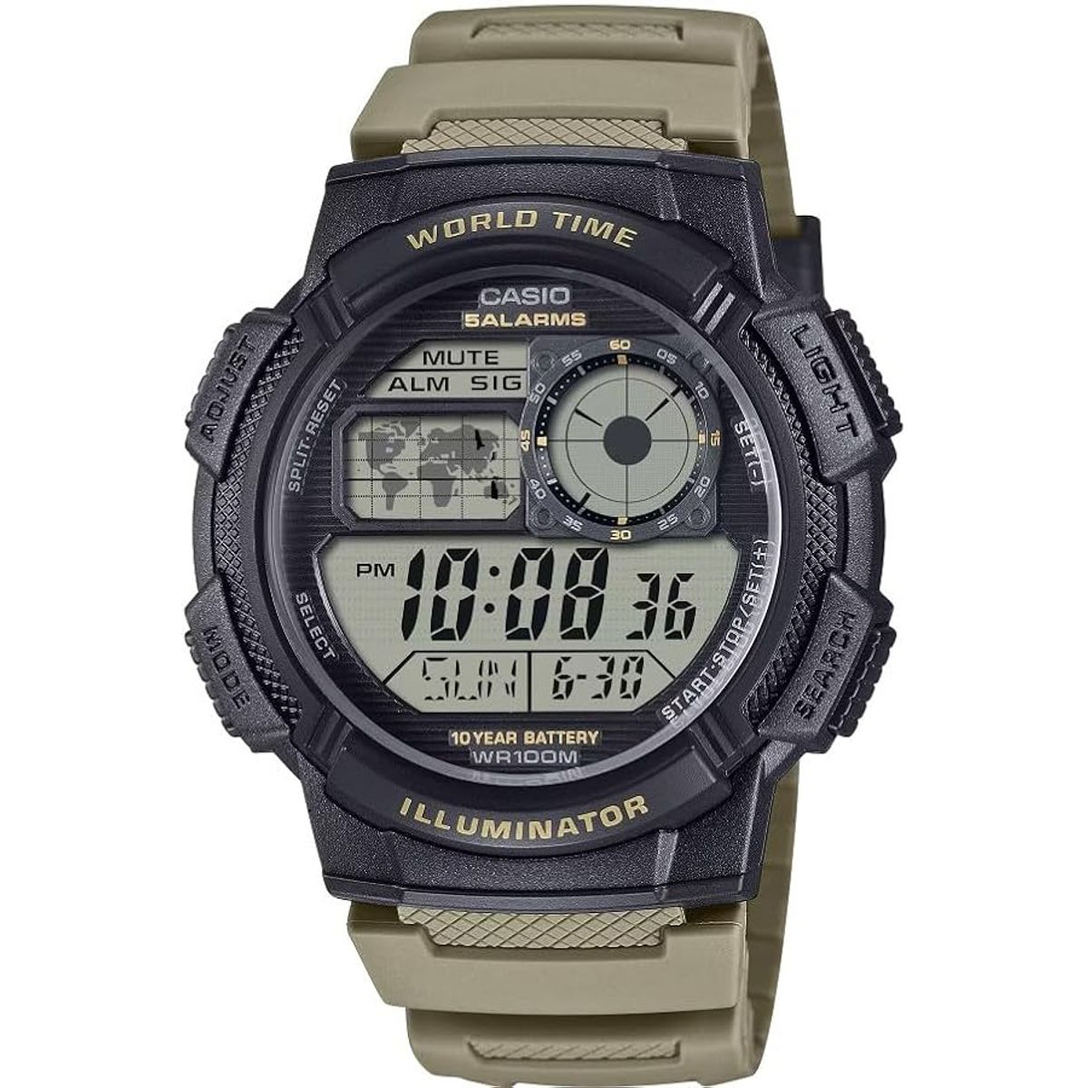 CASIO - RELOJ CASIO AE1000W-5AV HOMBRE DEPORTIVO WORLD TIME WR100M