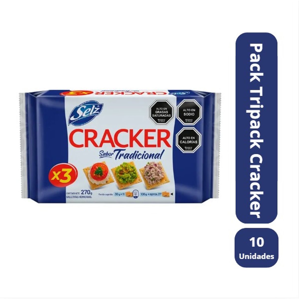 ARCOR - Pack 10 Tripack Galleta Cracker Selz 270gr