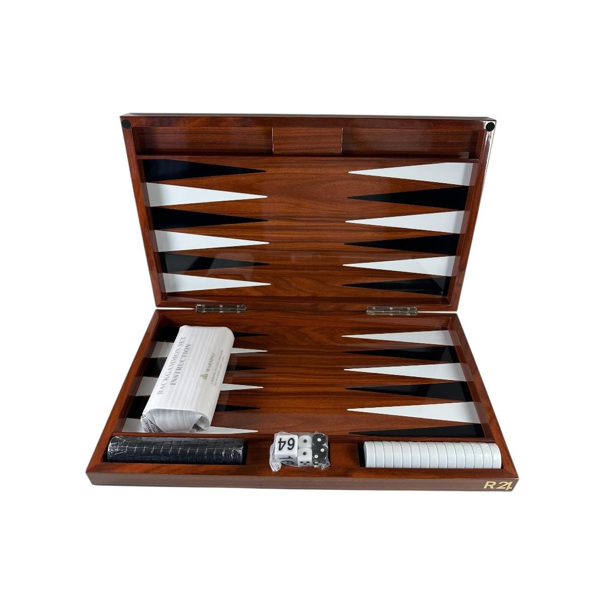 R24 - Set de Backgammon Madera Brillo Caoba