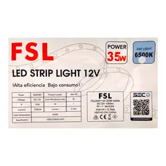 FSL - Cinta LED 12V 5m 35W Luz Fría 6500K IP20 Flexible y Alta Luminosidad