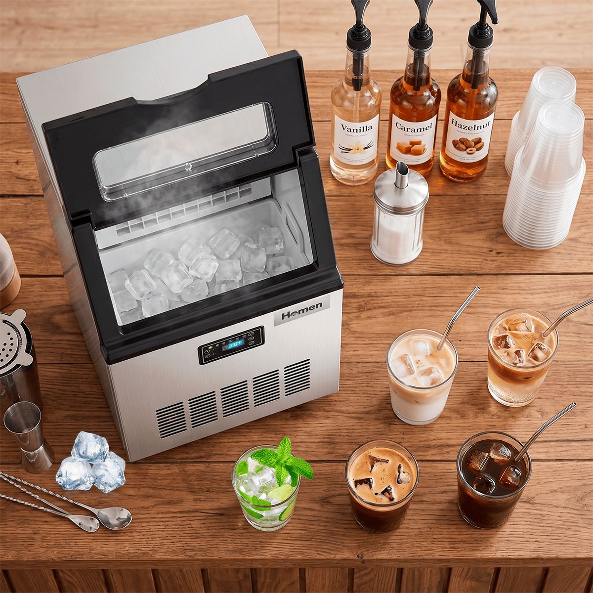 HOMEN - Máquina de Hielo Automática 25 kg por día Icemaker Homen