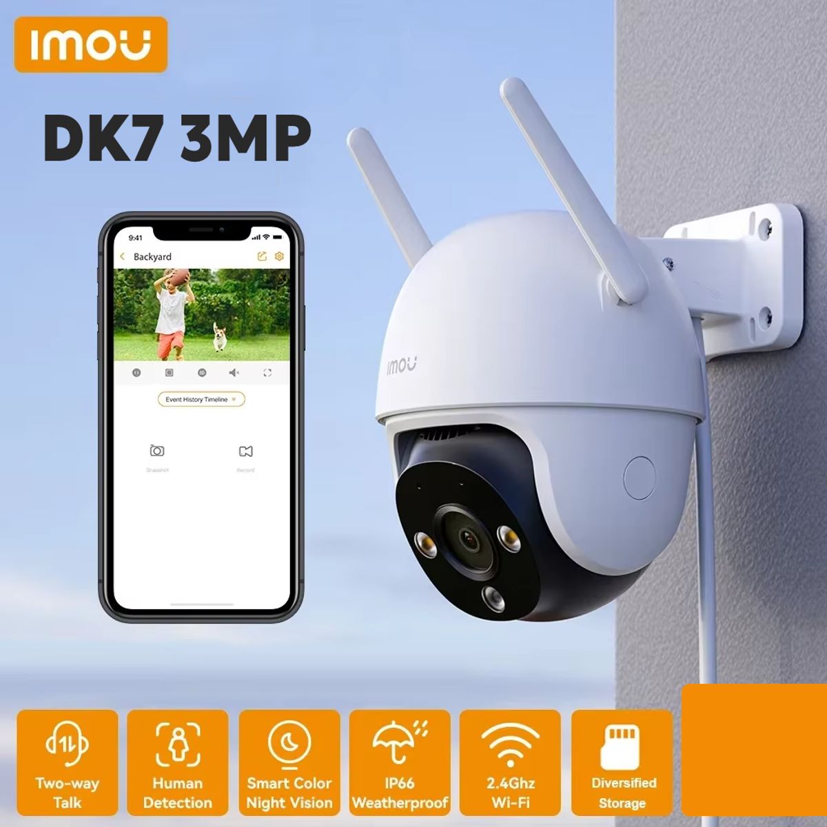 IMOU - Imou Cámara Seguridad Dk7 Exterior Wifi 3mp Detección Humana