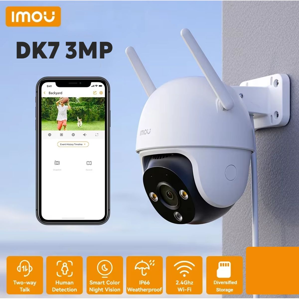 IMOU - Imou Cámara Seguridad Dk7 Exterior Wifi 3mp Detección Humana
