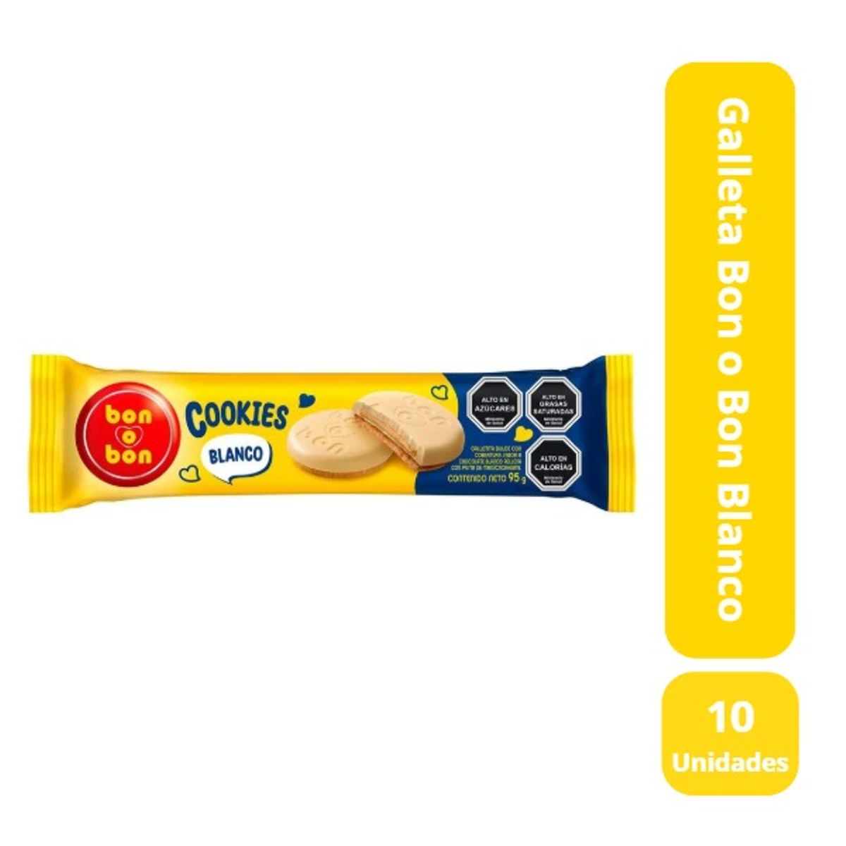 ARCOR - Pack 10 Galleta Bon O Bon Blanco 95 Gr