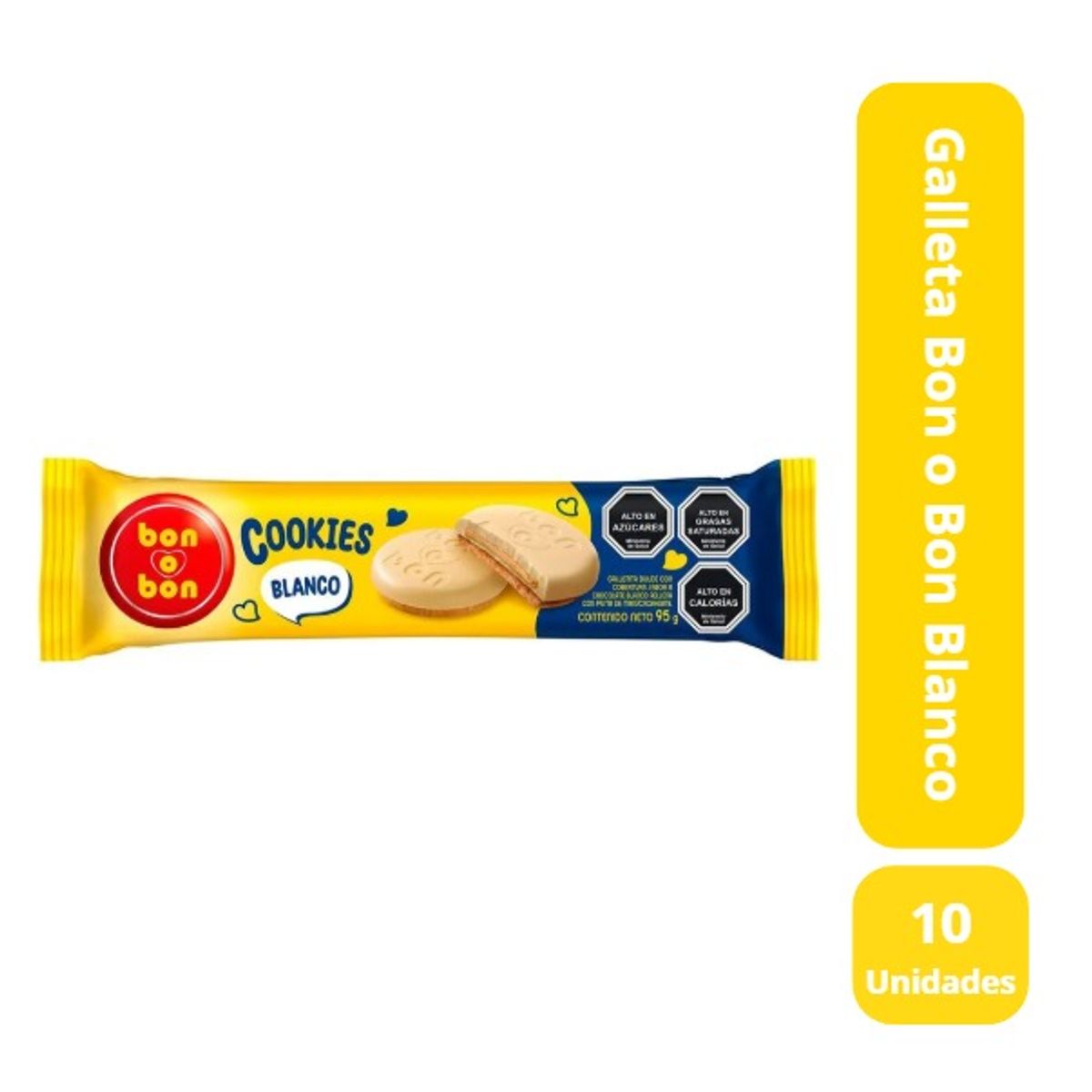 ARCOR - Pack 10 Galleta Bon O Bon Blanco 95 Gr