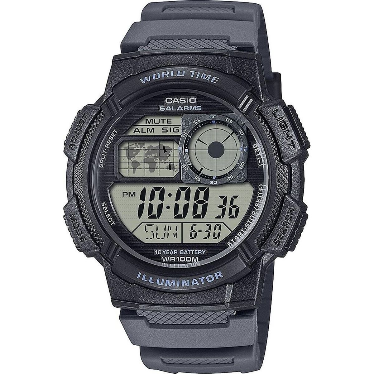 CASIO - RELOJ CASIO AE1000W-8A HOMBRE DEPORTIVO  WORLD TIME WR100M