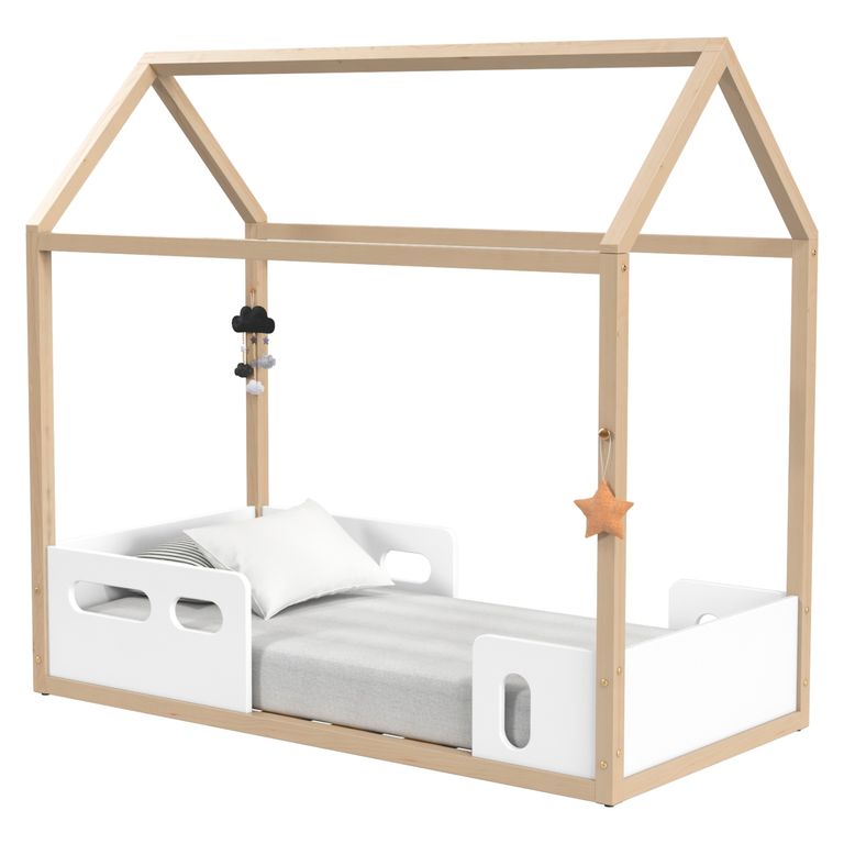 KIDSCOOL Cama Casita Liv Blanca Caramelo