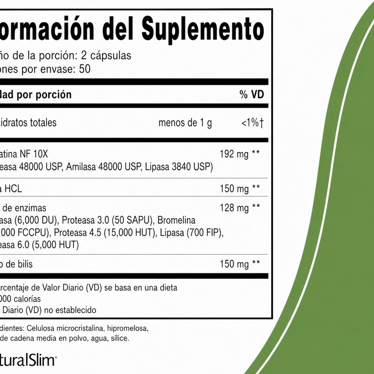 GENERICO - Naturalslim Helpzymes Enzimas digestivas bromelia enzimas pancreatina