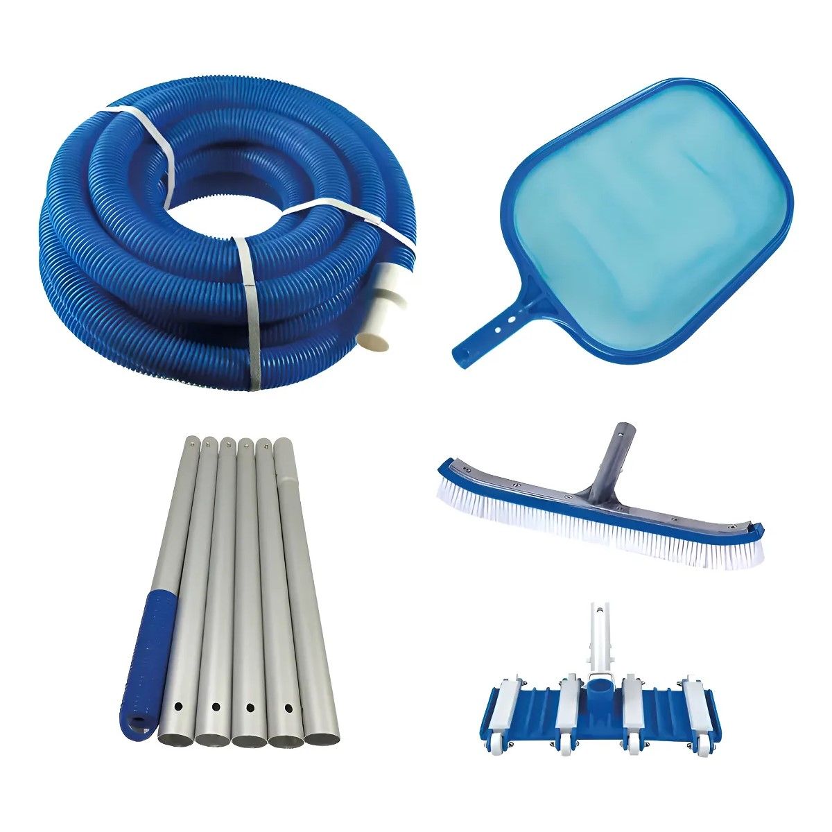 GENERICO - Kit Limpieza Piscina Pértiga 2.4m Manguera Accesorios Azul BELUG