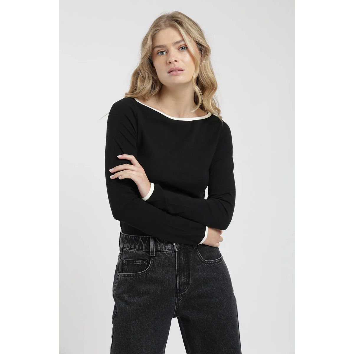 FROENS - Polera manga larga mujer cuello bote Froens