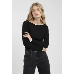 FROENS - Polera manga larga mujer cuello bote