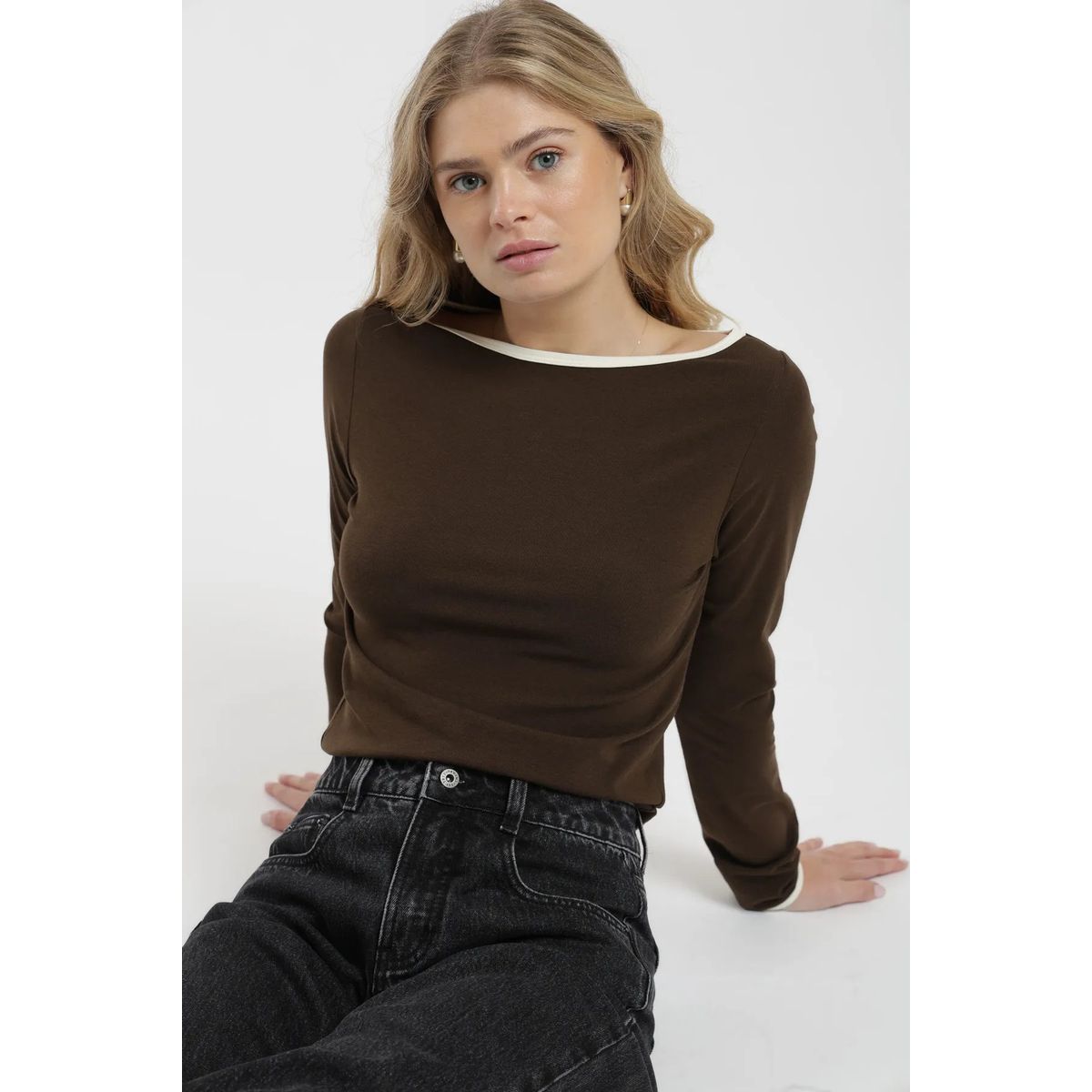 FROENS - Polera manga larga mujer cuello bote Froens