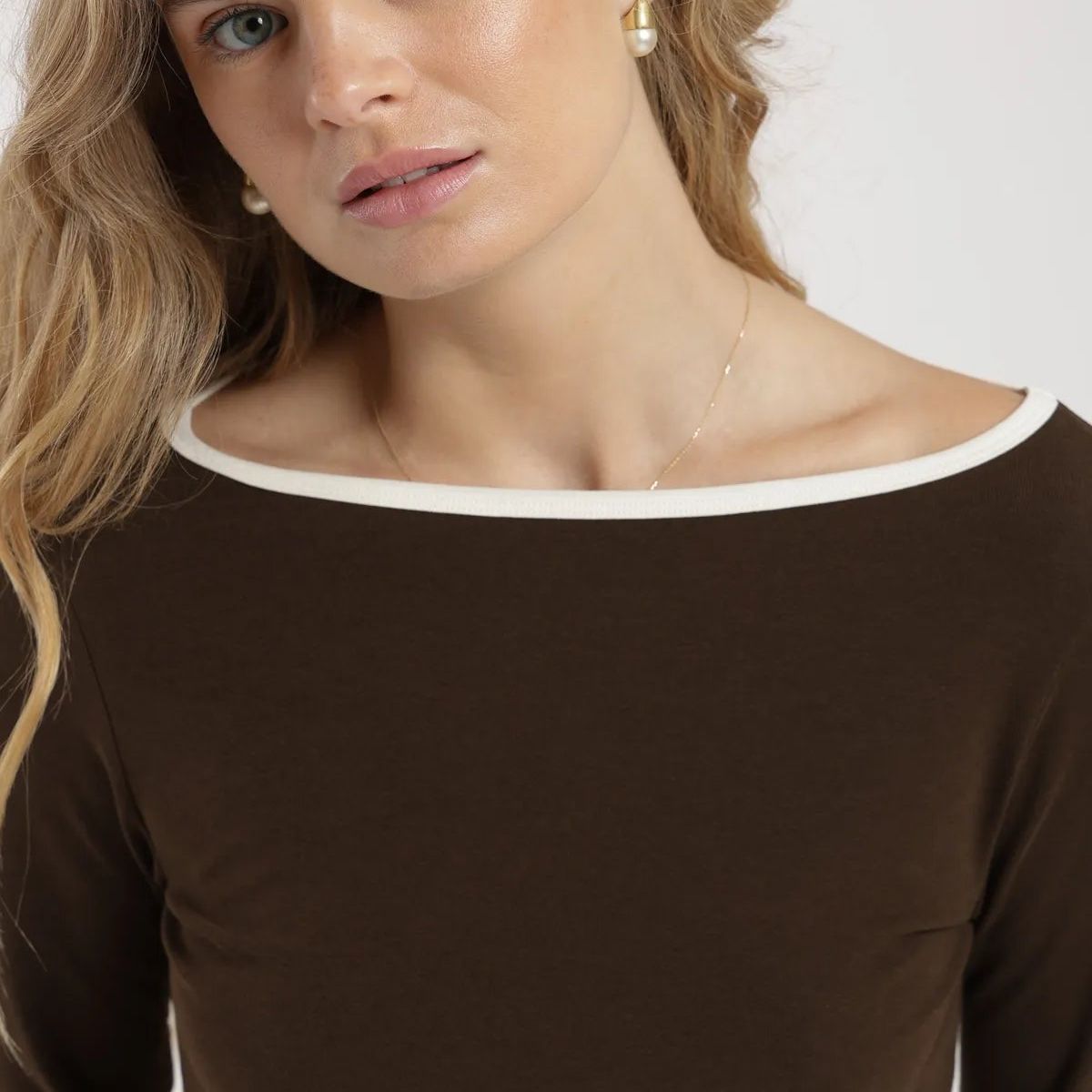FROENS - Polera manga larga mujer cuello bote Froens