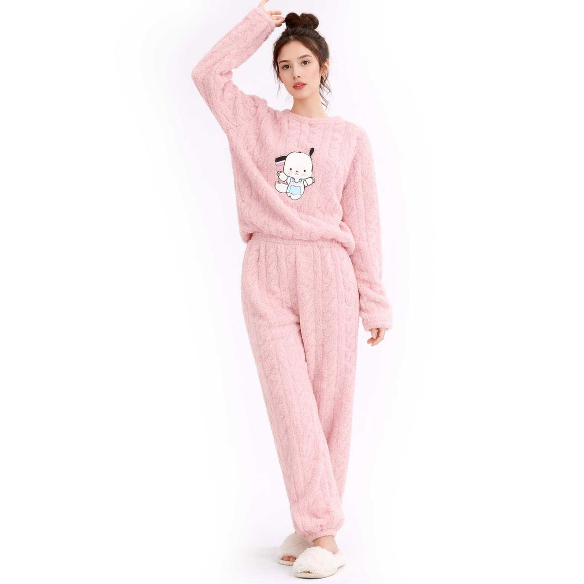 GENERICO - Pijama Mujer Plush Trenzado Invierno Set Calido Pochacco