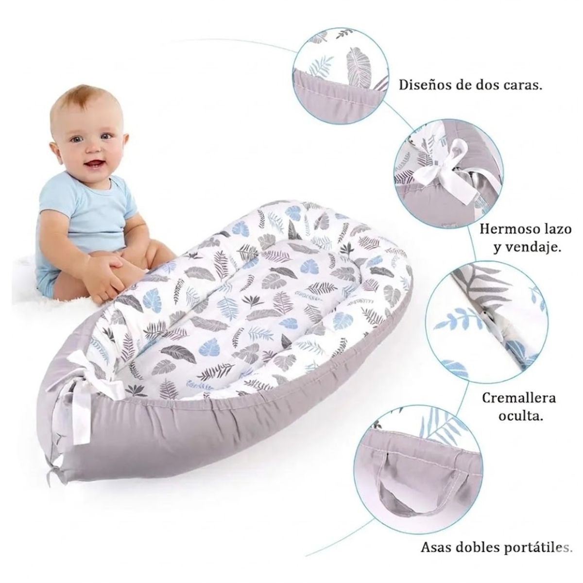 GENERICO - Cama Cojín Nido Colecho de Algodón para Bebe 93x53cm