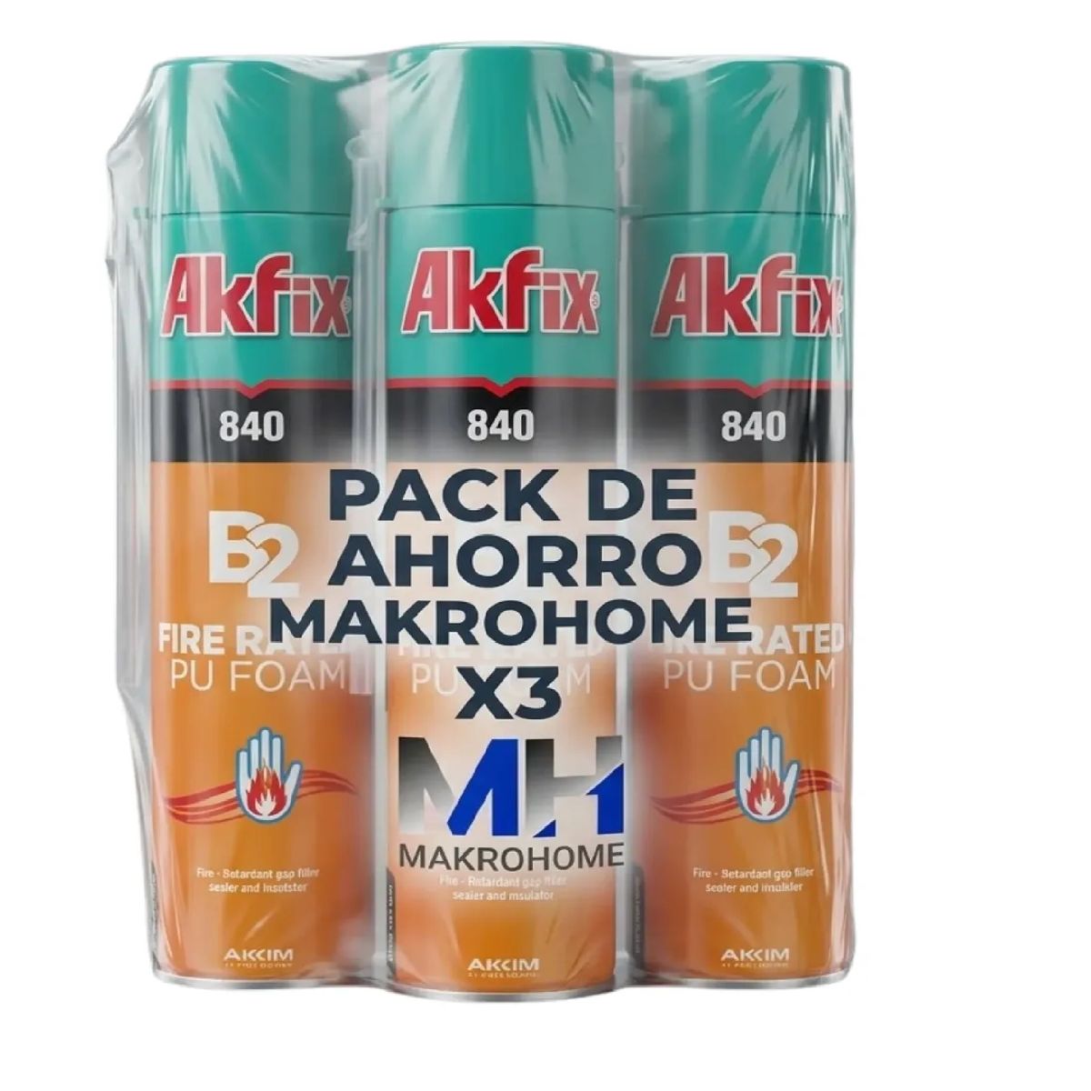 AKFIX - Set 3 Espuma Poliuretano Akfix 840 750ml Resistente Fuego B2