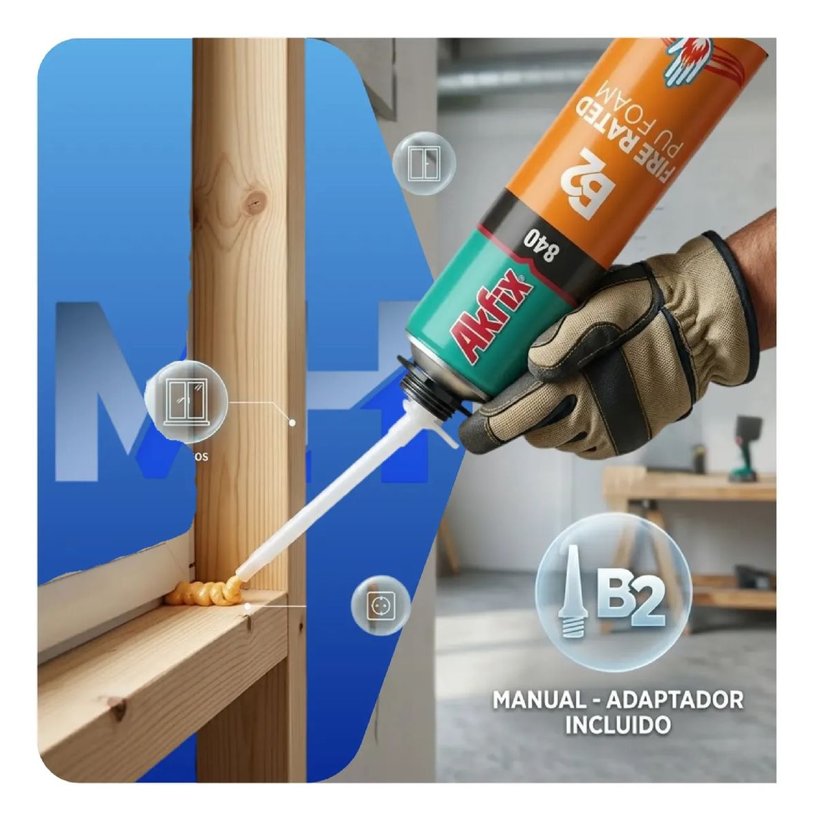AKFIX - Set 3 Espuma Poliuretano Akfix 840 750ml Resistente Fuego B2