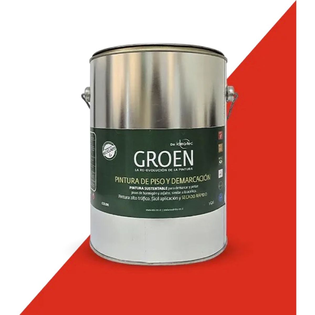 IDEA TEC - Pintura pisos alto tráfico Groen 3,8L rojo