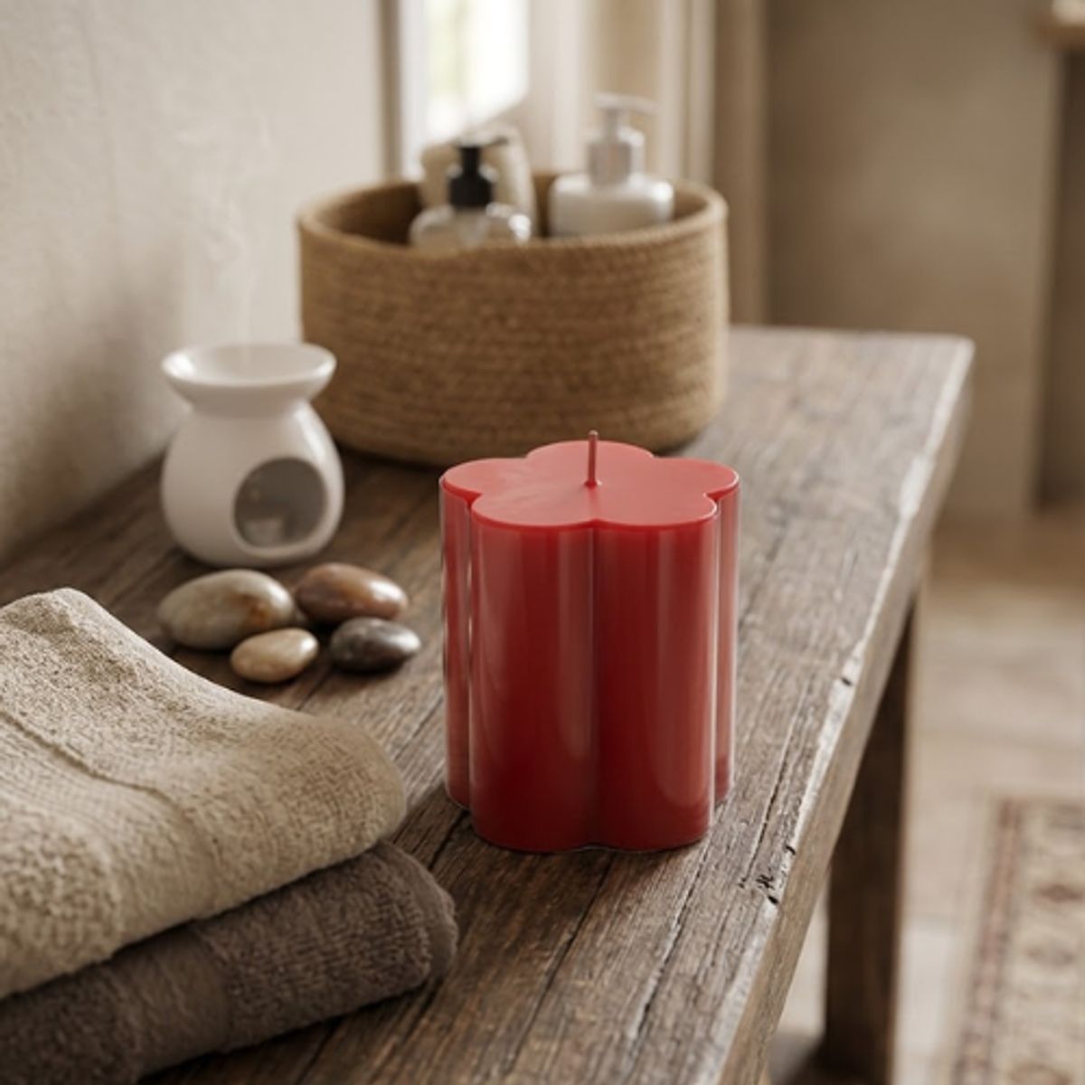 GENERICO - Set 6 Vela Aromática Flor 8cm Color Rojo