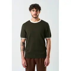 VELEZ - Vélez Camiseta Tejida Manga Corta Hombre Luminia Verde Oliva